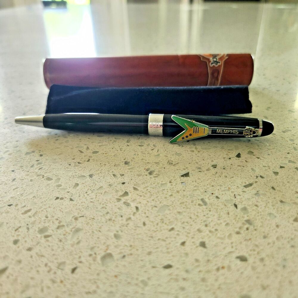 Hard Rock Cafe Memphis Flying V Guitar Pen Original Cigar Tube Collectible - Picture 10 of 10